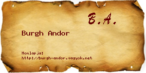 Burgh Andor névjegykártya